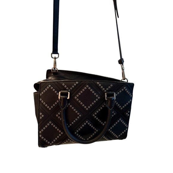 Michael Kors Diamond Grommet Selma Satchel Black Leather Handbag With Handles - Picture 10 of 12